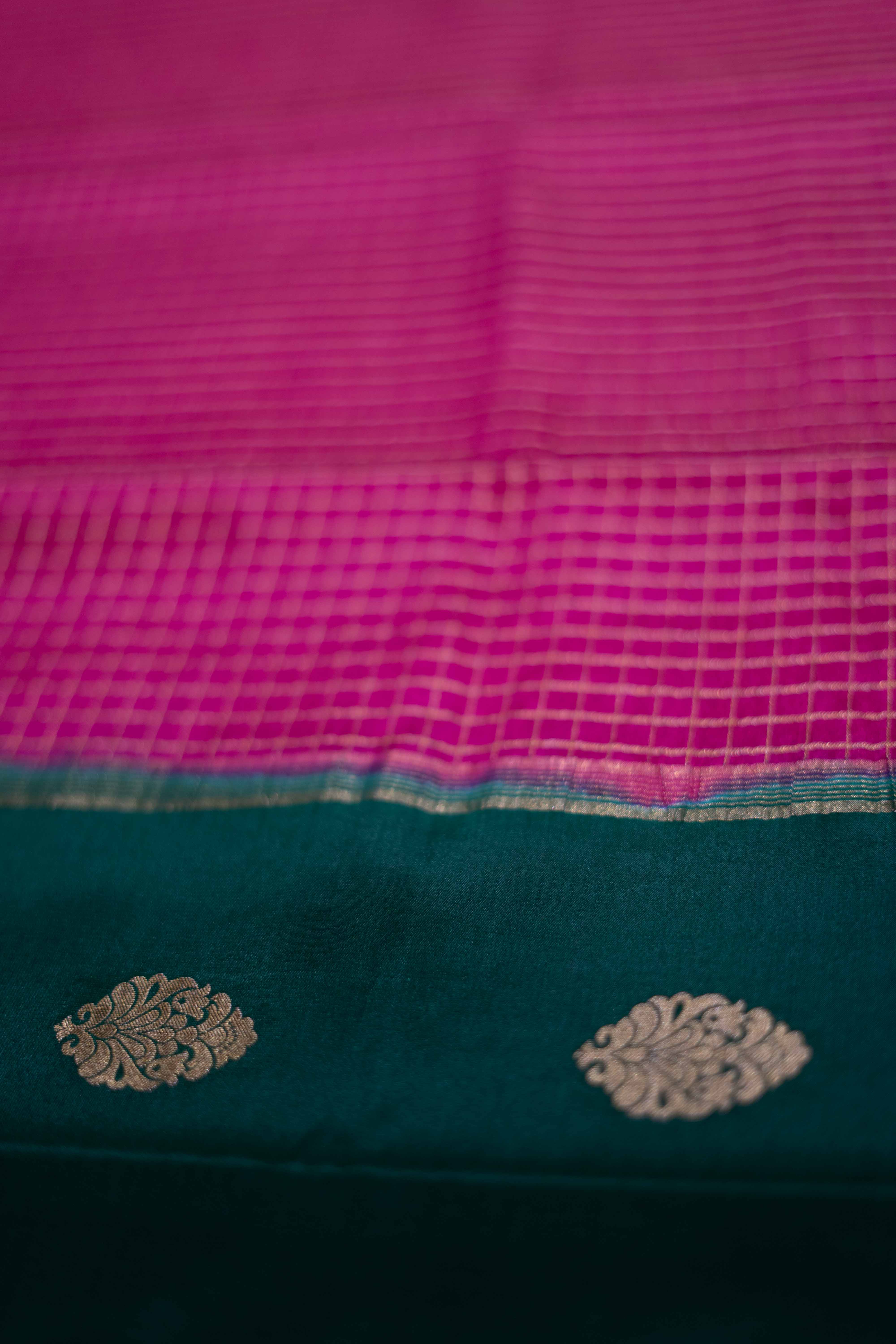 Bottle green Mysore Crepe saree