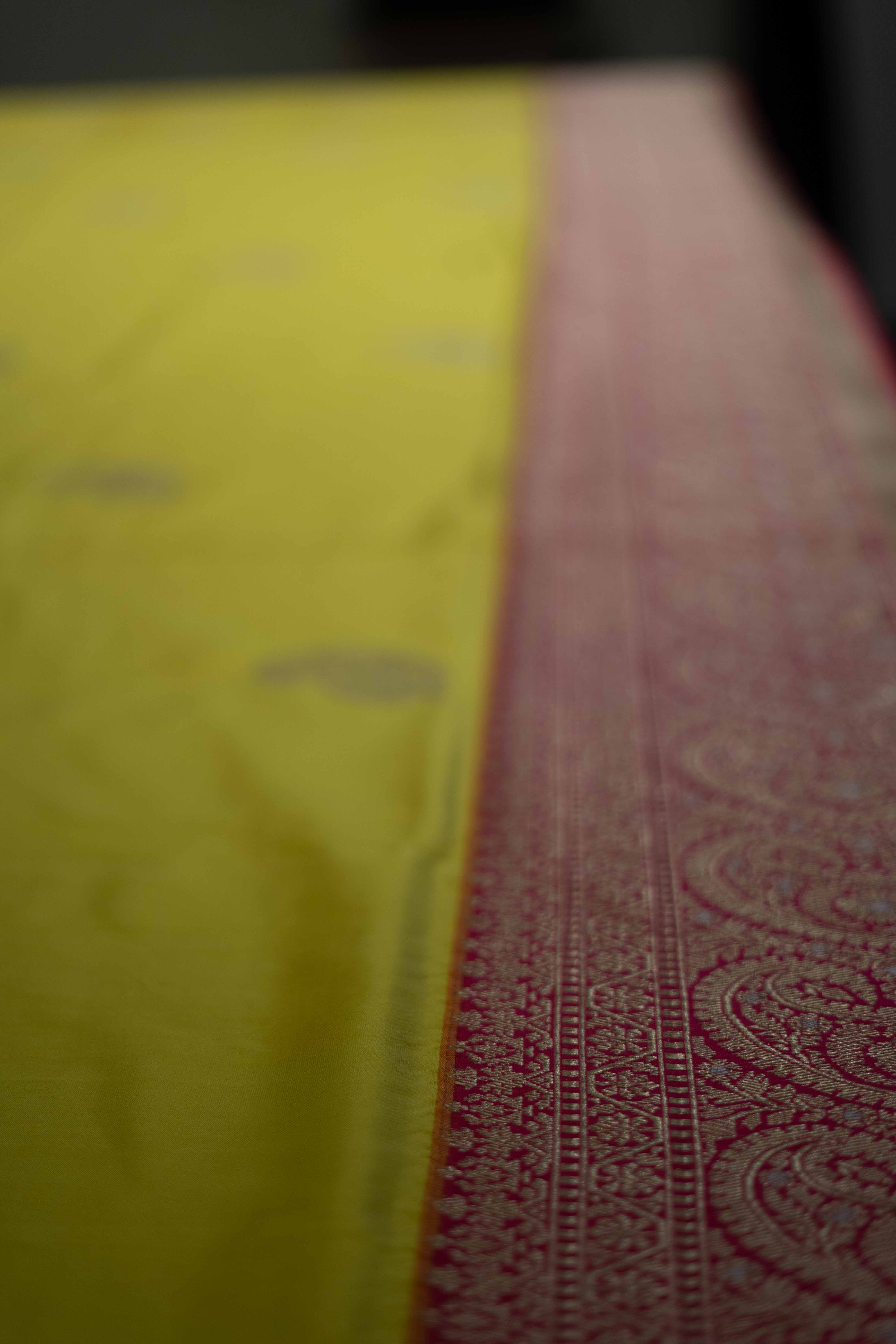 Yellow Banarasi silk saree