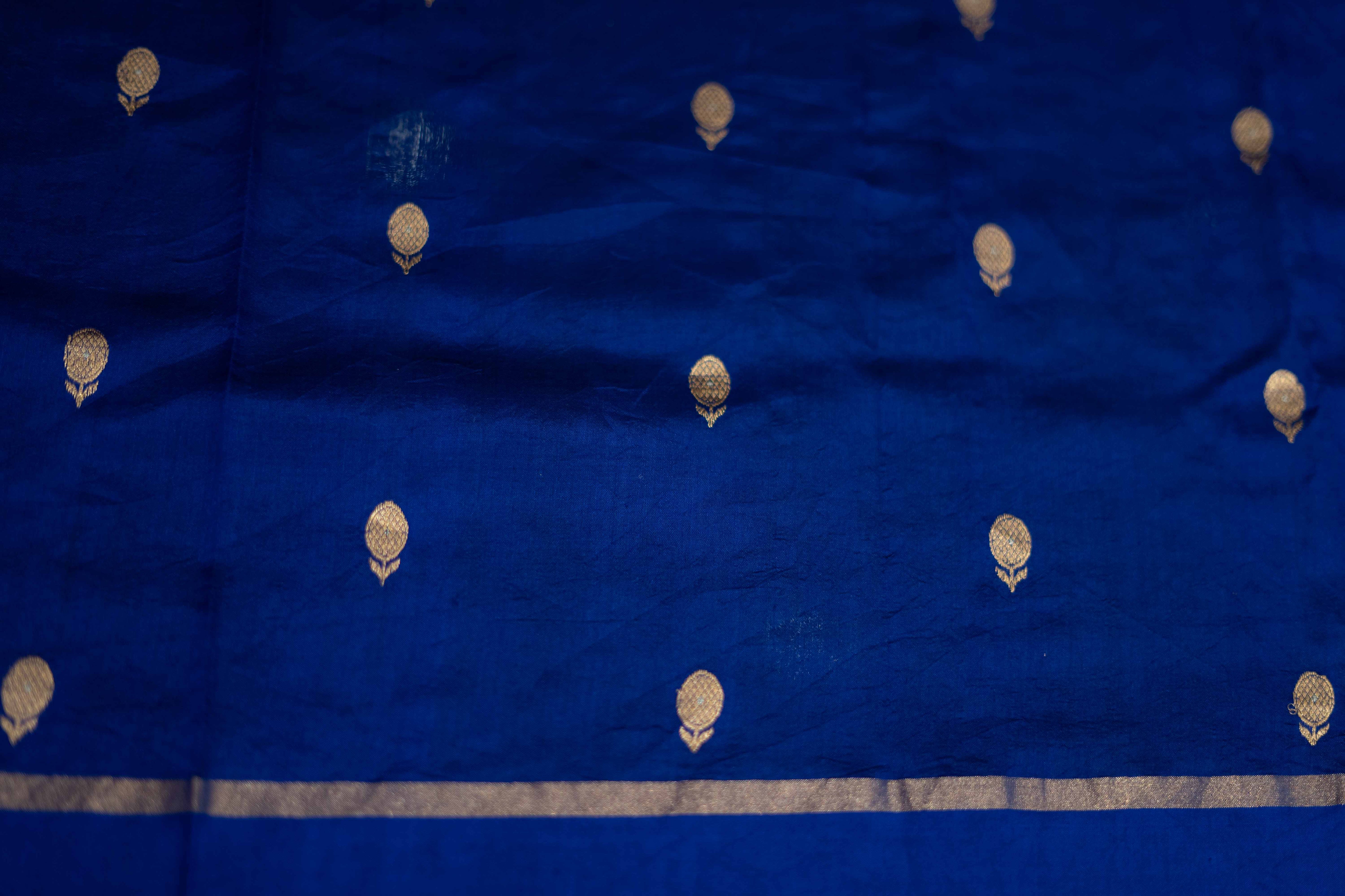 Blue Raw mango Banarasi silk saree