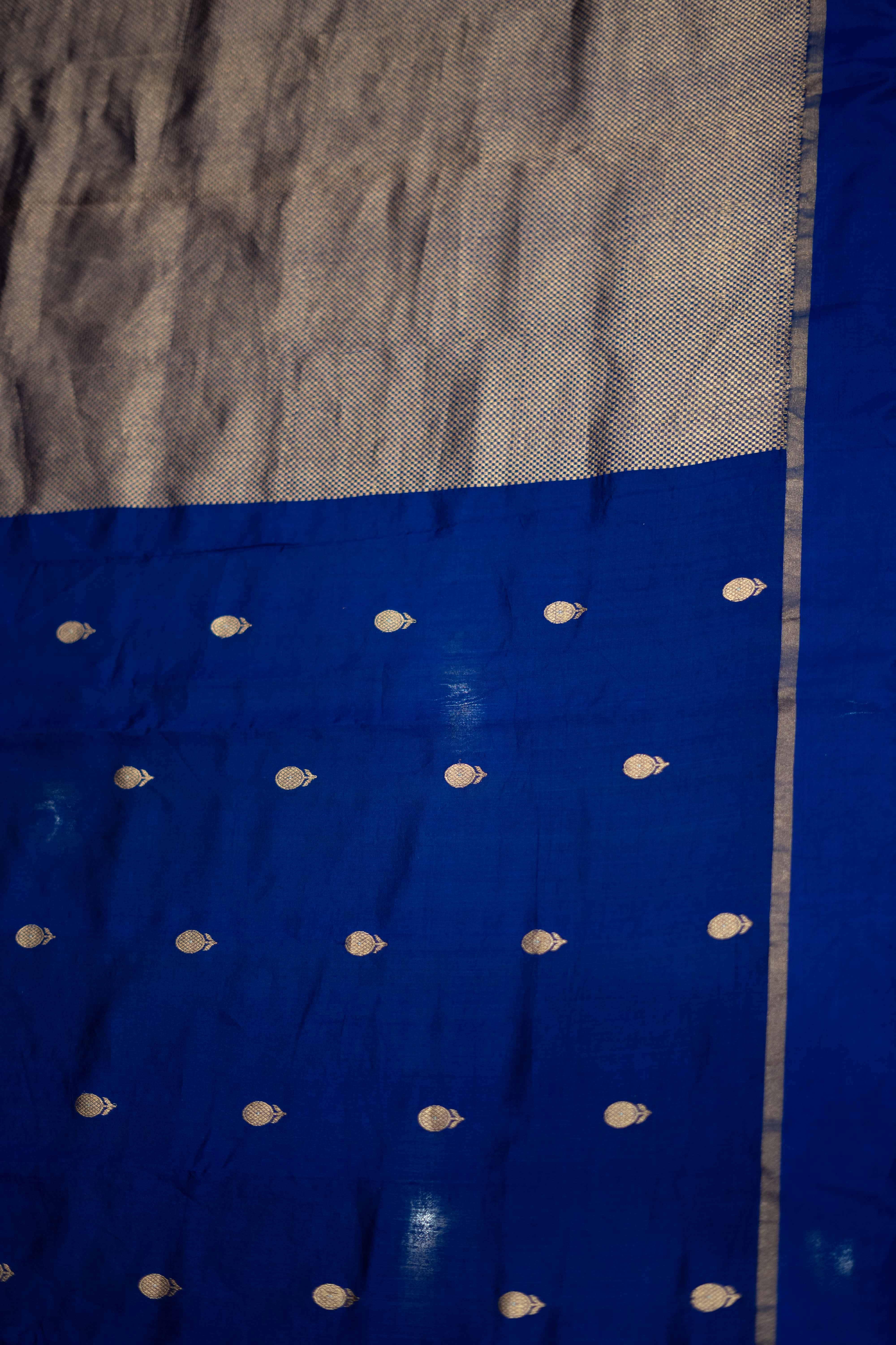 Blue Raw mango Banarasi silk saree