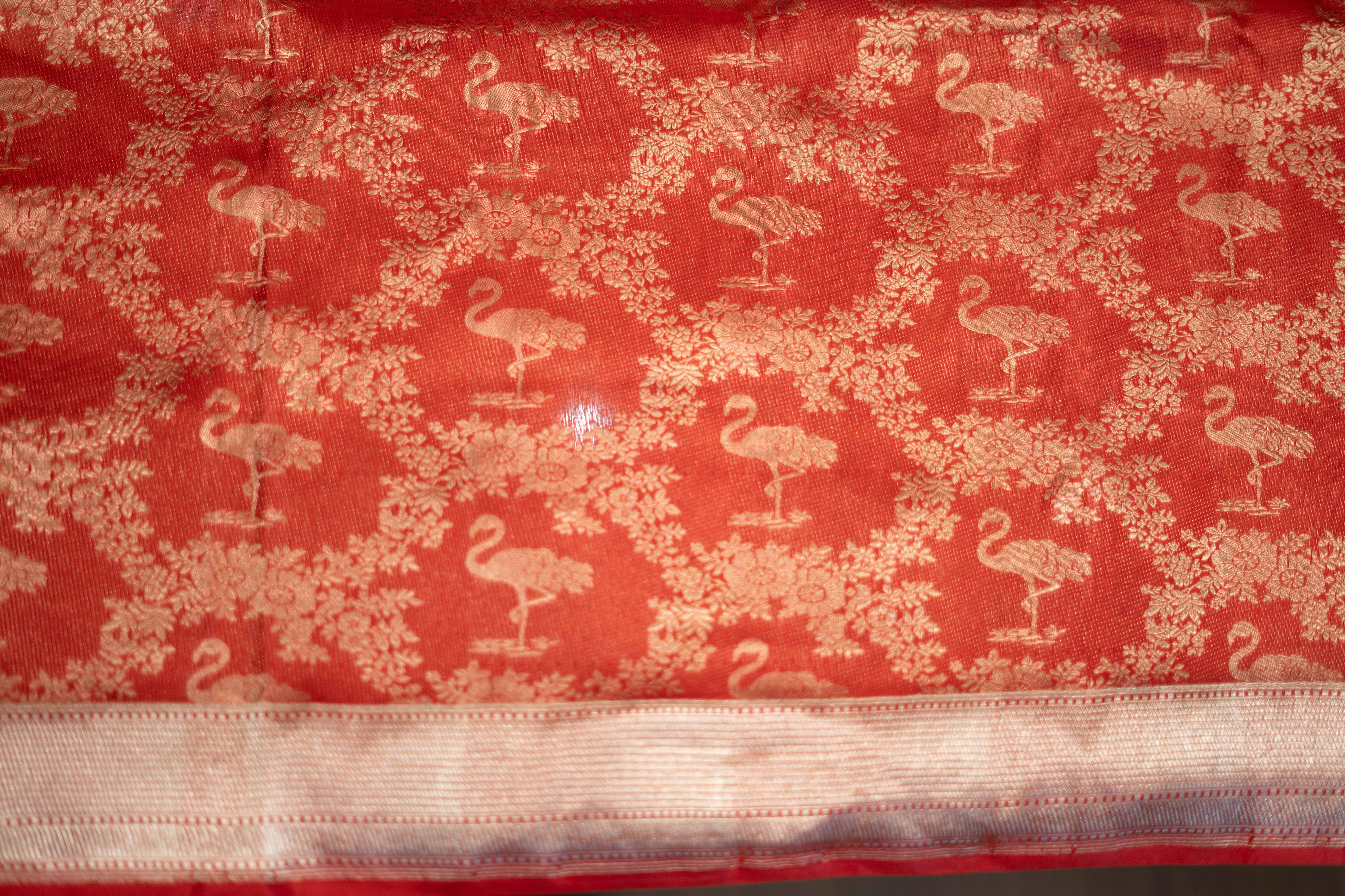 Brick Red Banarasi kathan Silk Saree