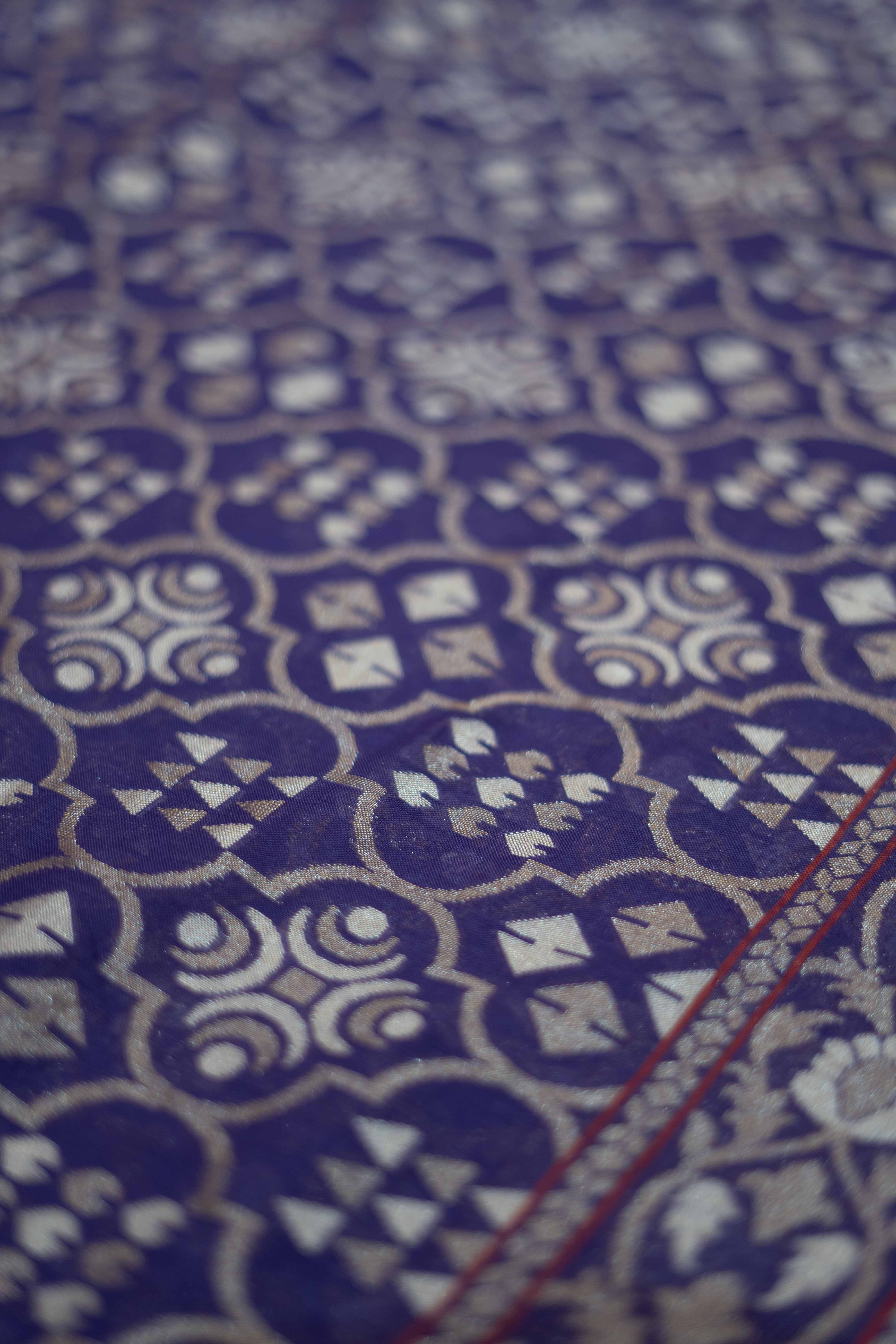 Purple Banarasi jamdani cotton saree