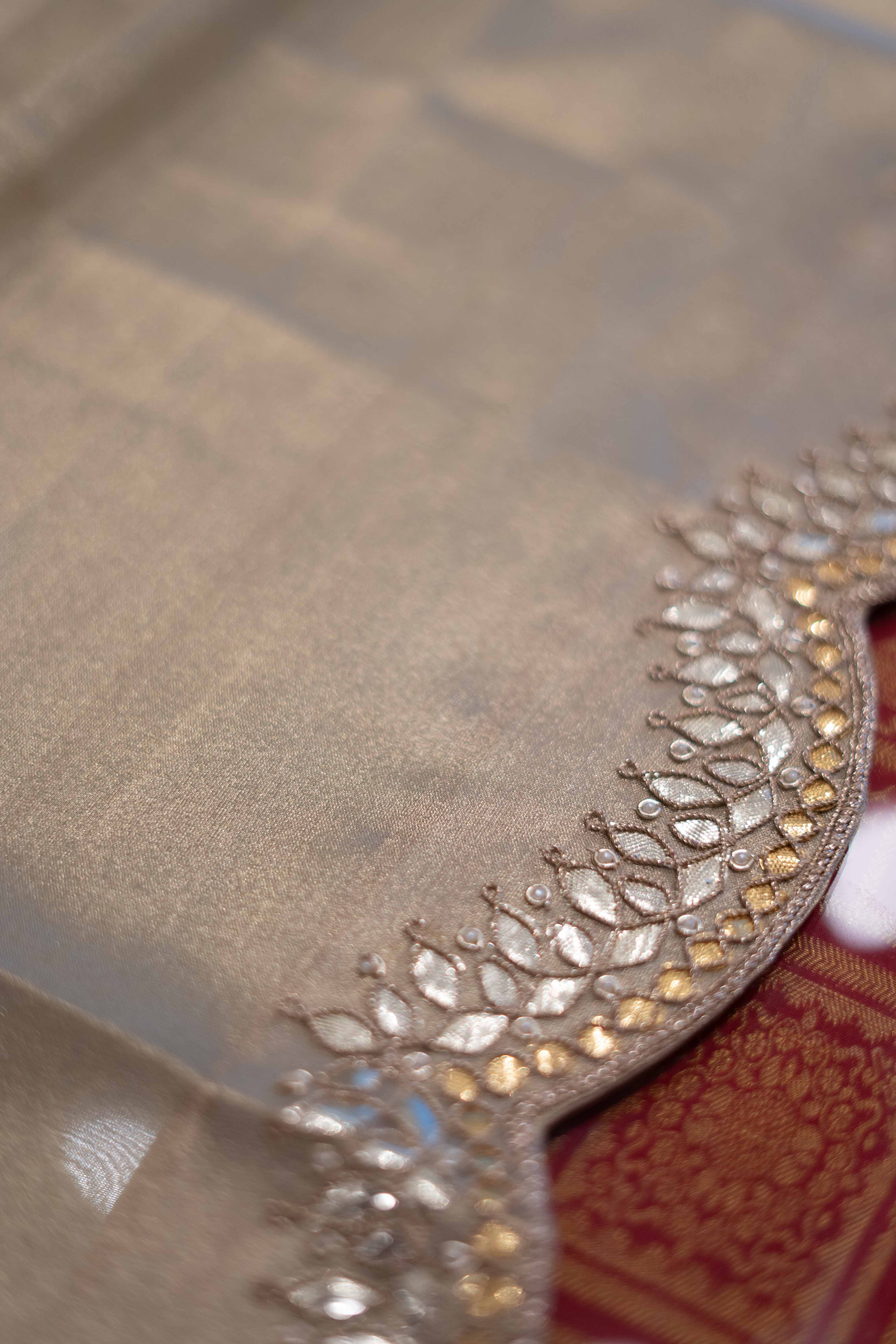 Warm beige Gota work saree