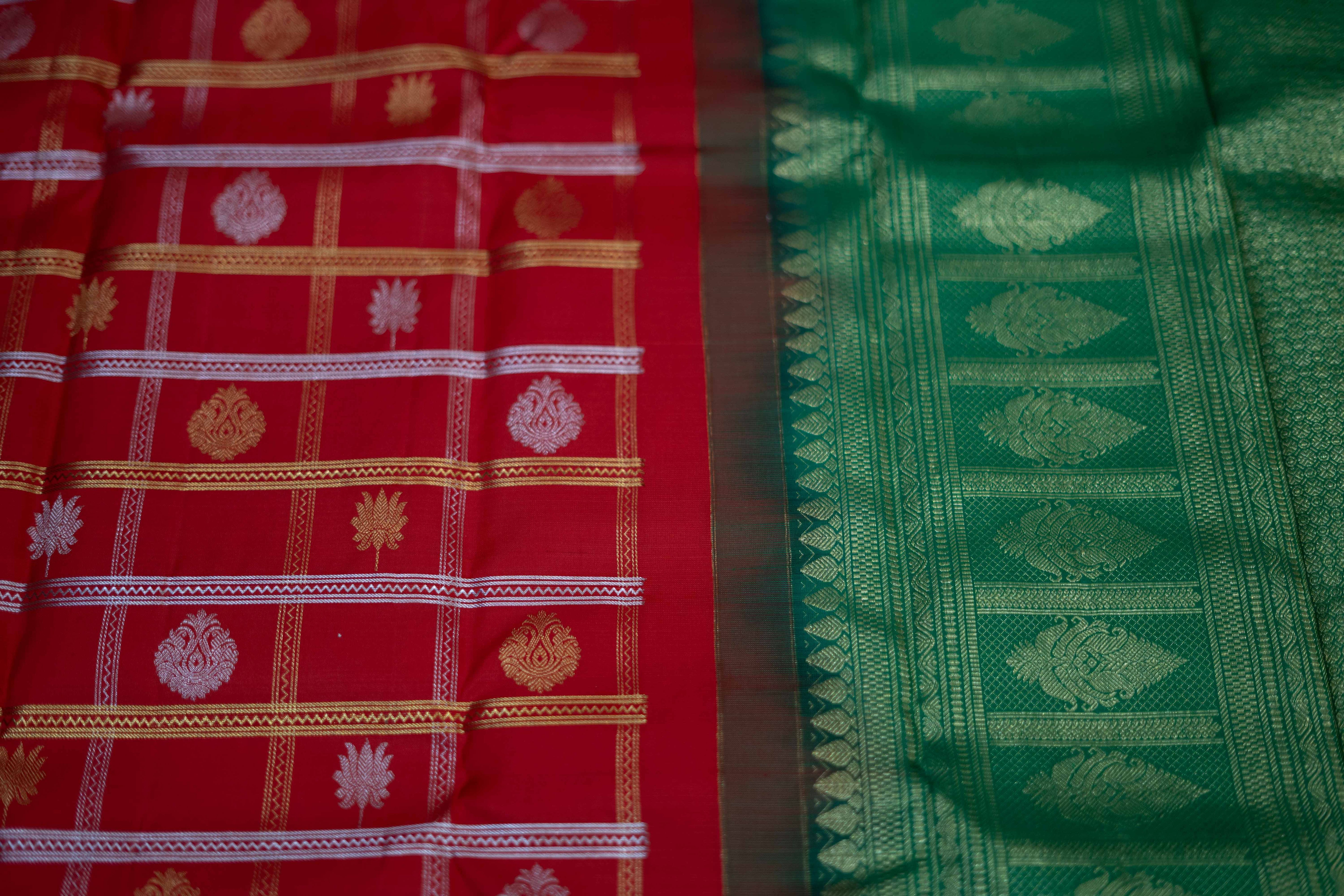 Crimson Red Kanchipuram Silk saree