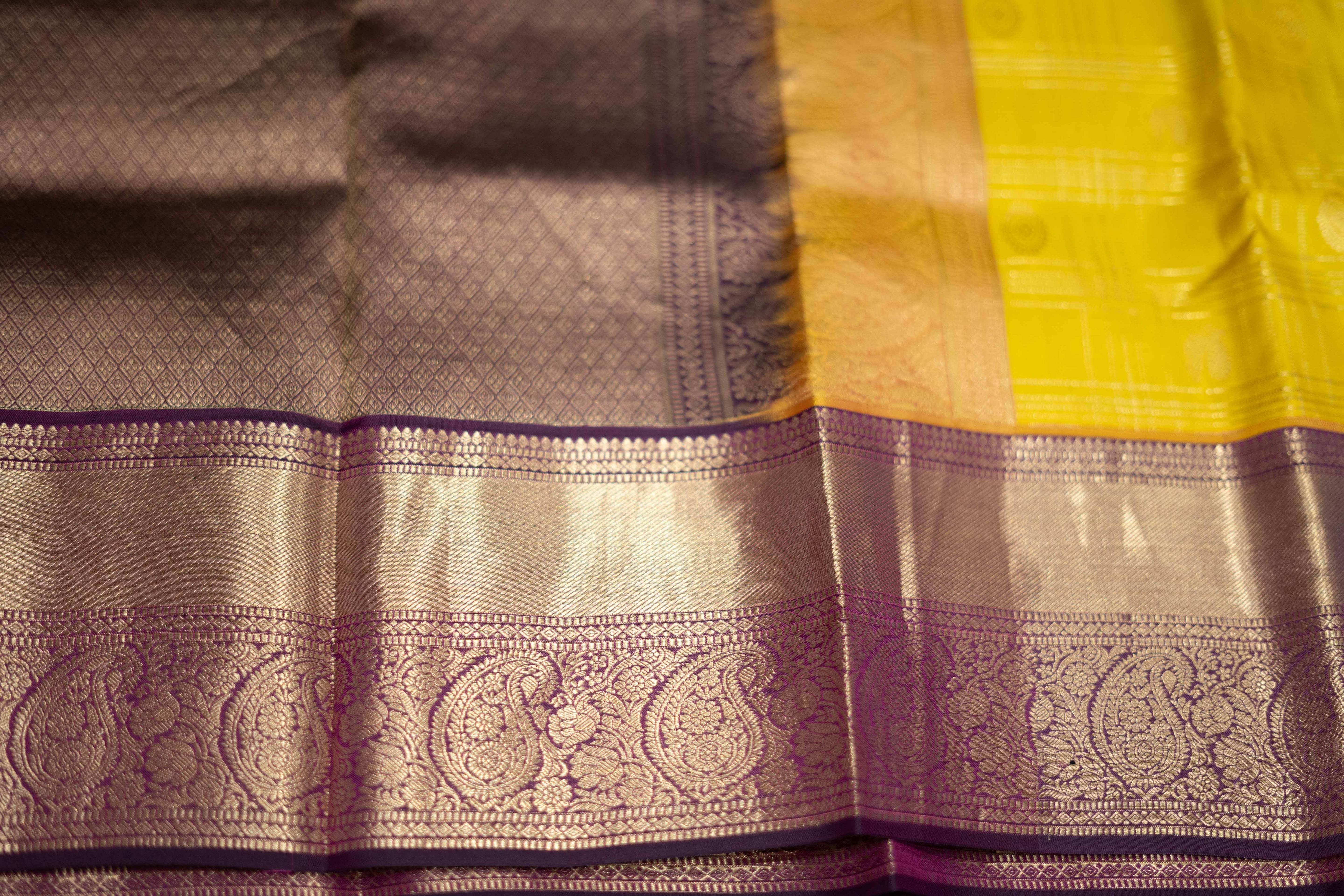 Kanchipuram Silk saree, woven with zari work.
