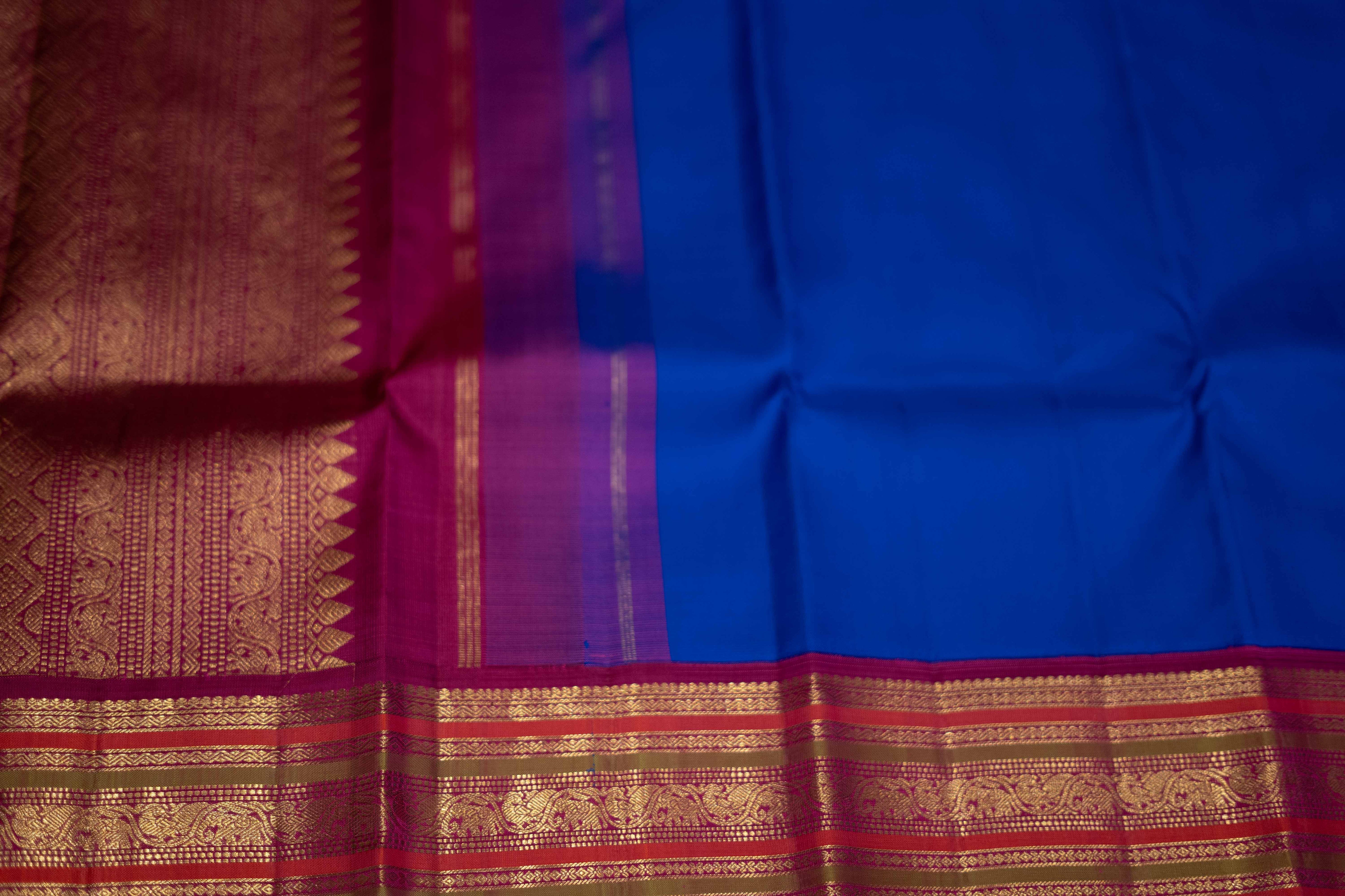 Royal blue zari woven Kanchipuram silk saree