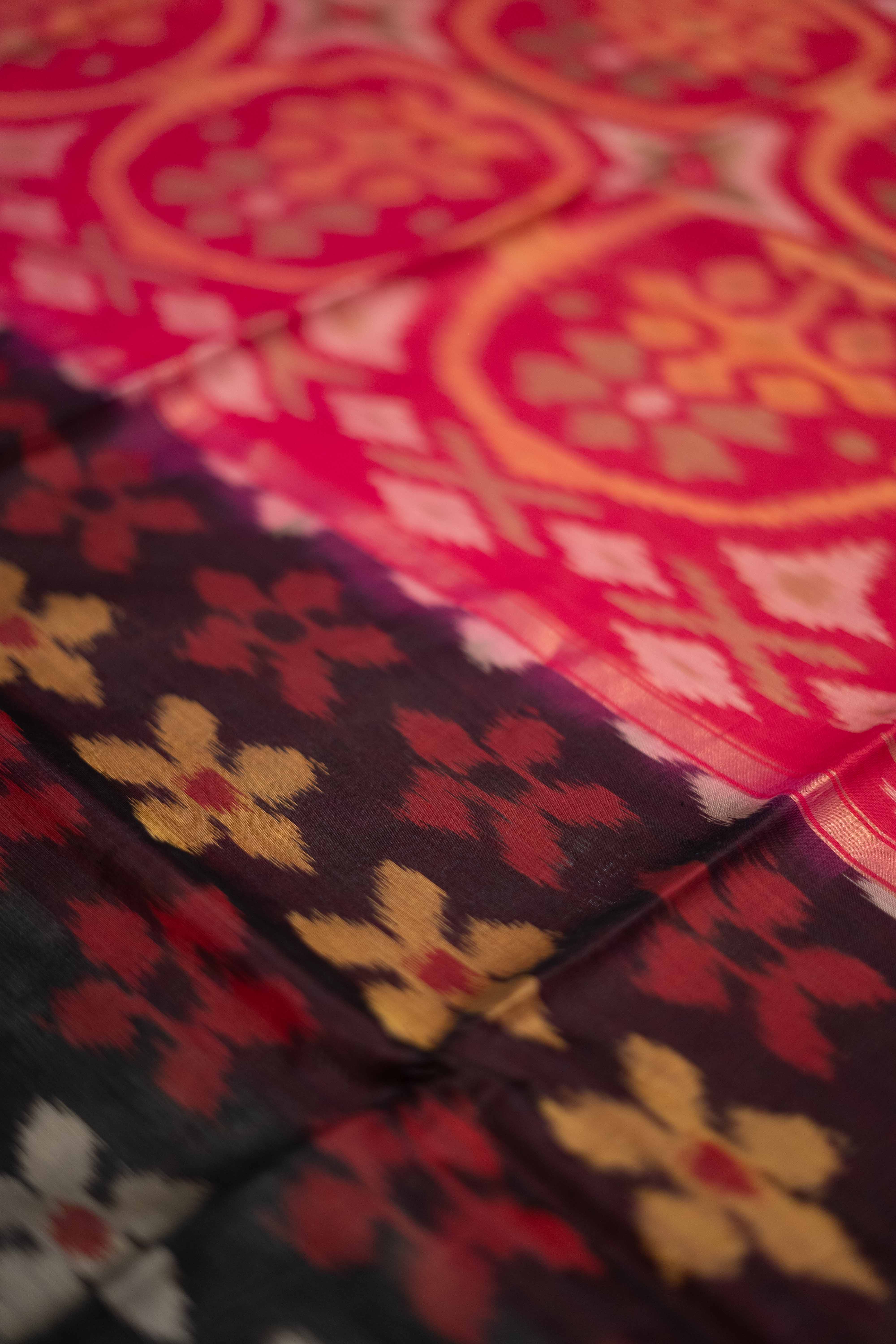 Black cotton silk pochampally saree