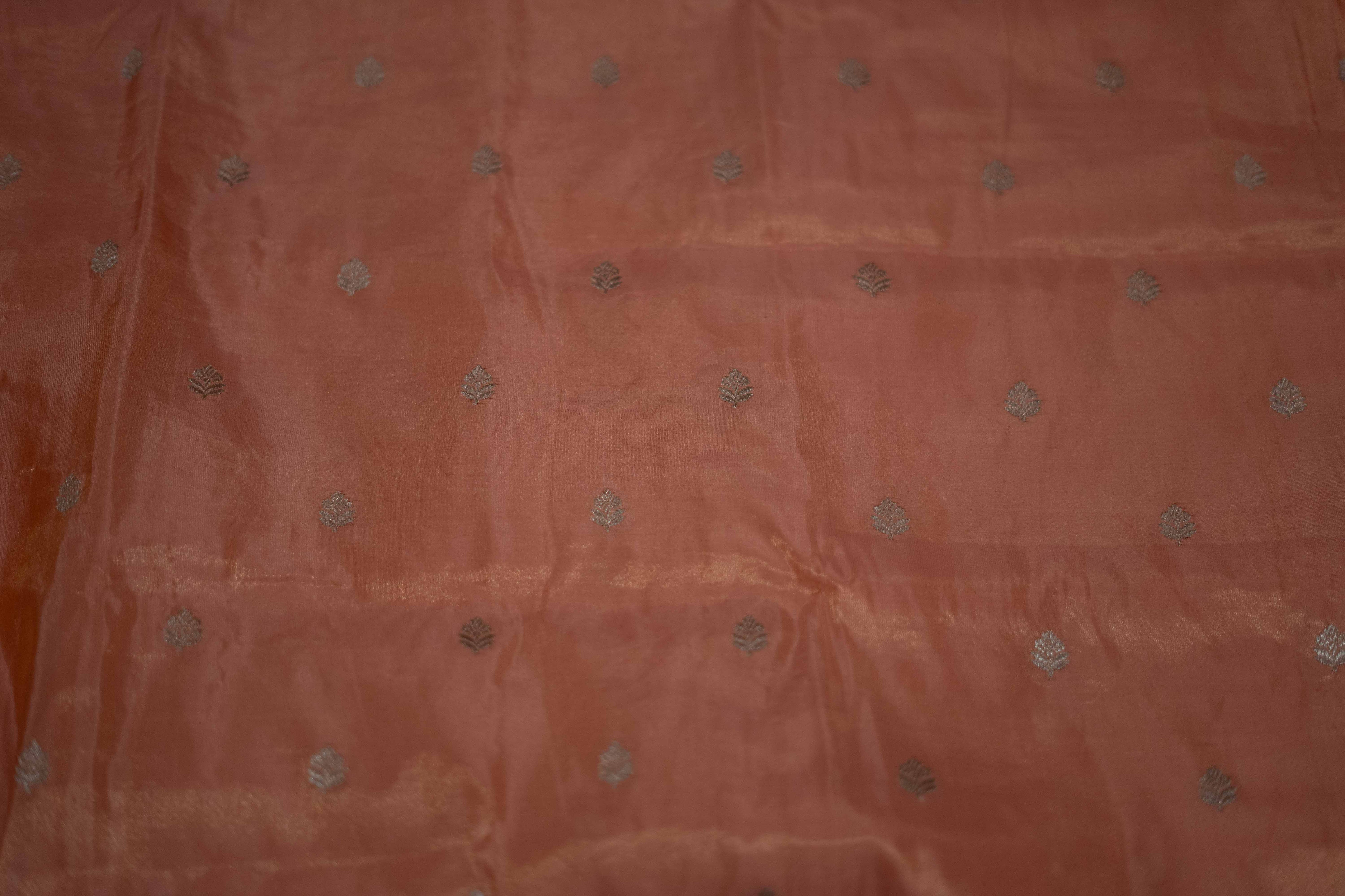 Peach Banarasi Kathan Silk Saree