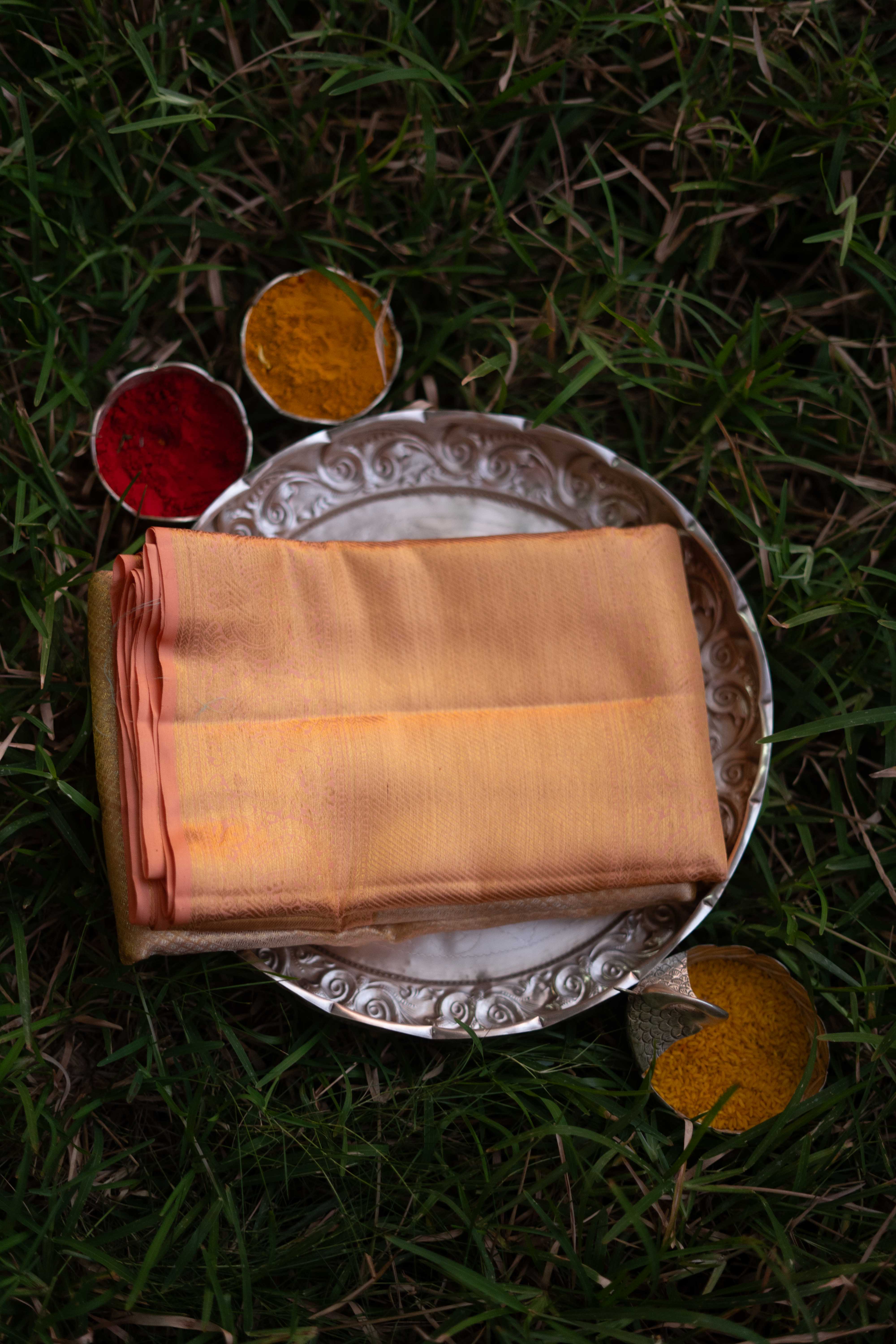 Pure Kanchipuram Silk Saree - Peach