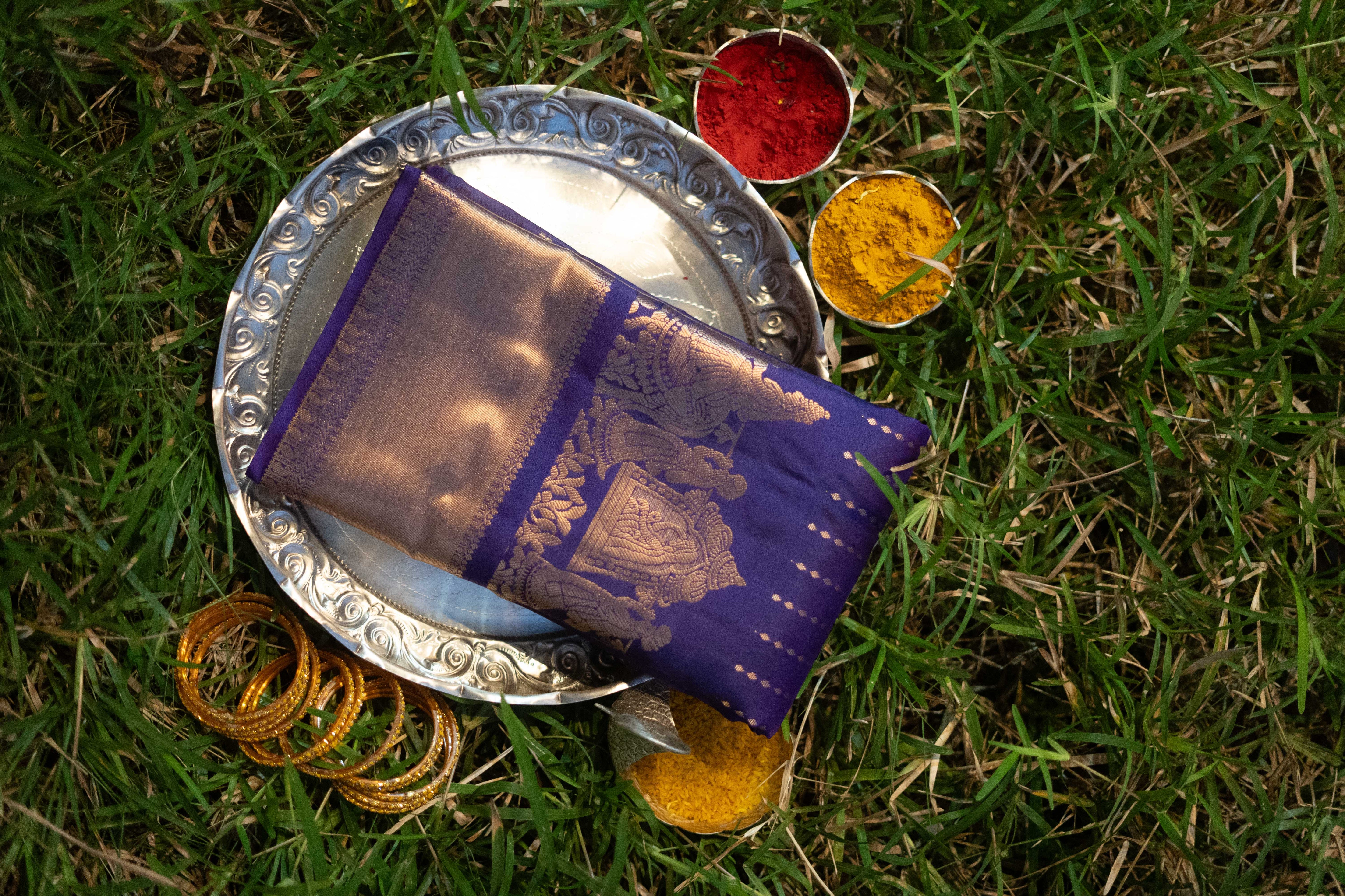 Pure Kanchivaram Saree - Purple With Gold Border
