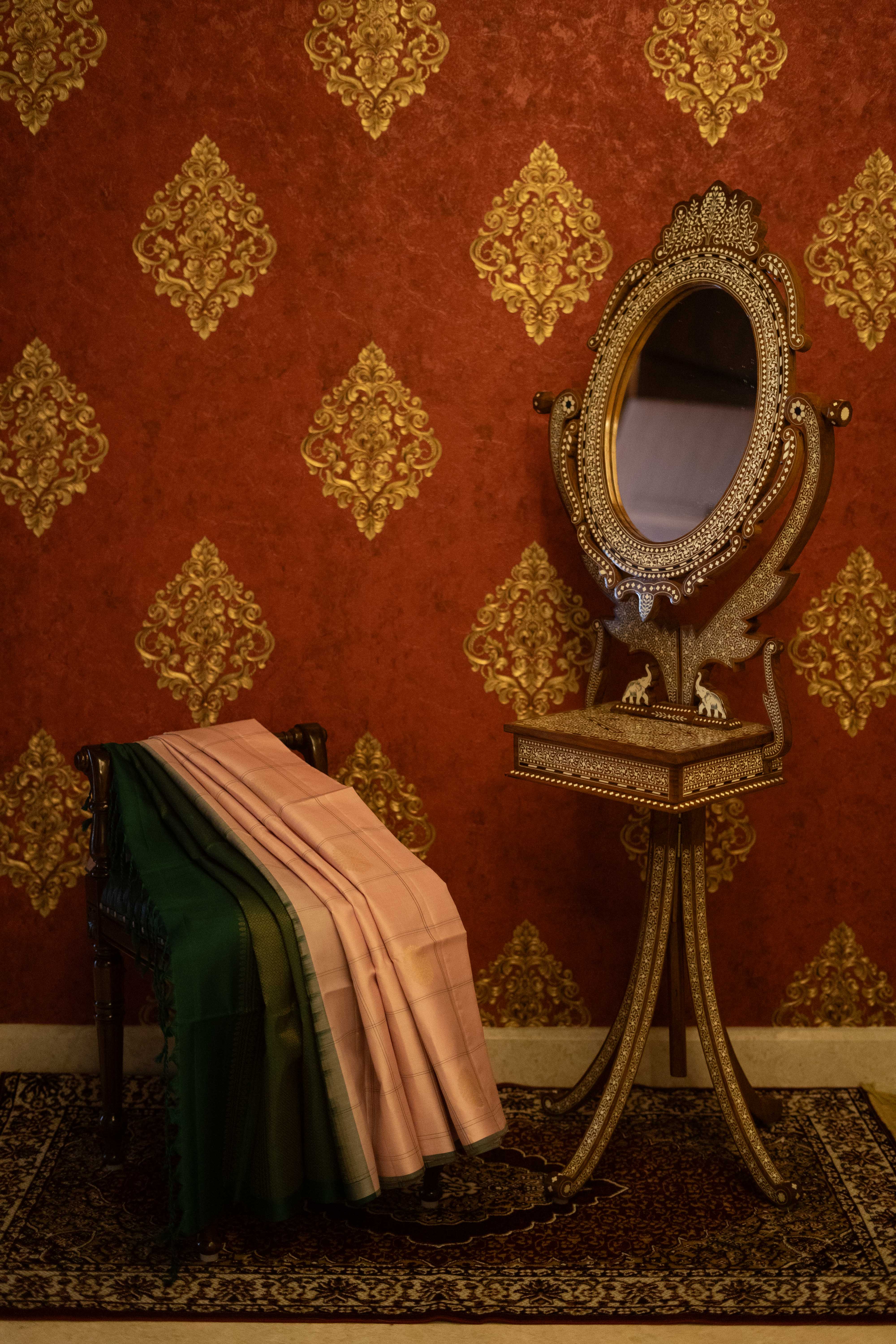 Pure Kanchipuram Silk Saree - Light Pink/Lavender Mix With Green