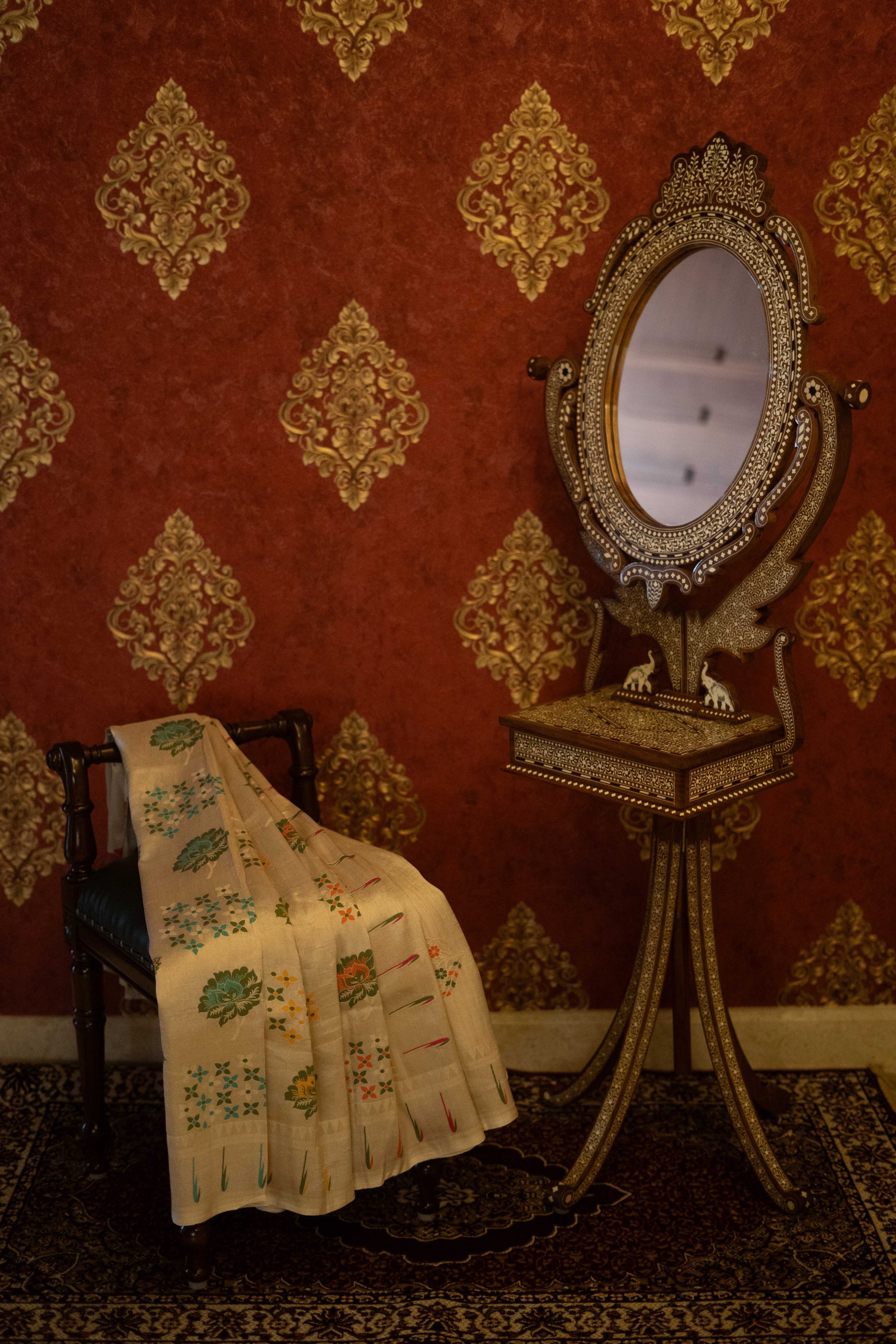 Pure Tussar Georgette Saree - Ivory