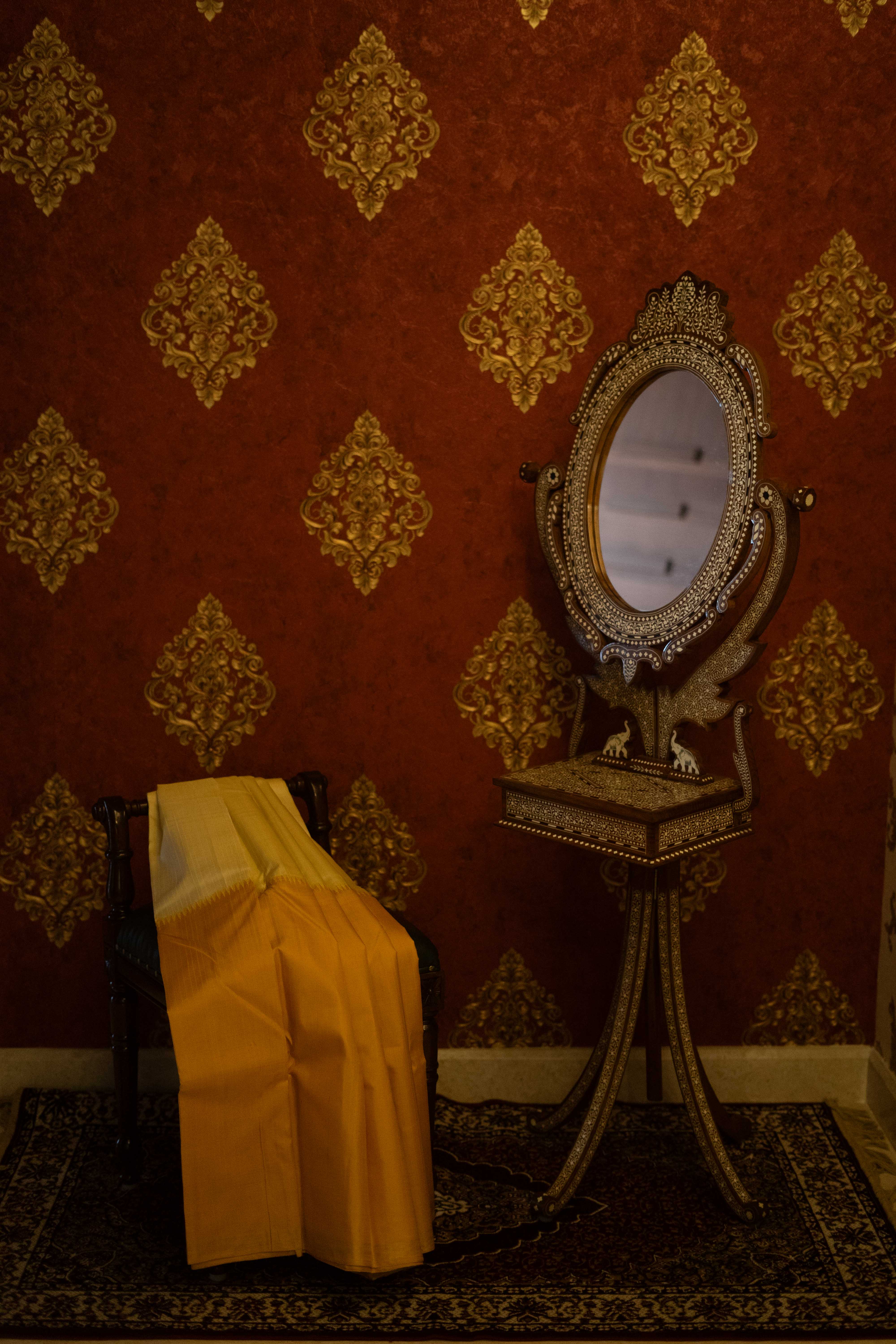 Pure Kanchivaram Saree - Mustard Yellow With Off White