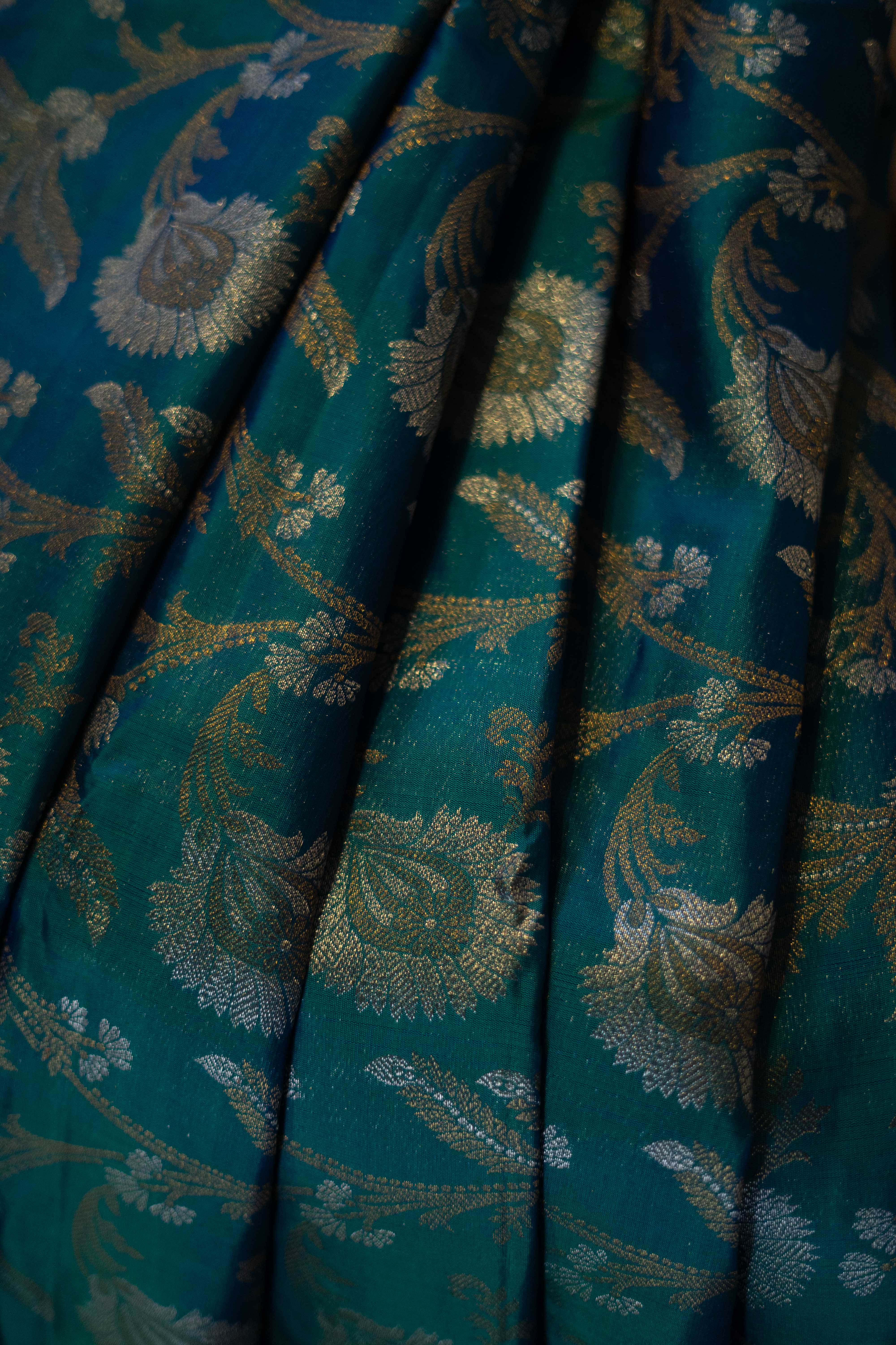 Pure Kanchivaram Saree - Peacock Blue