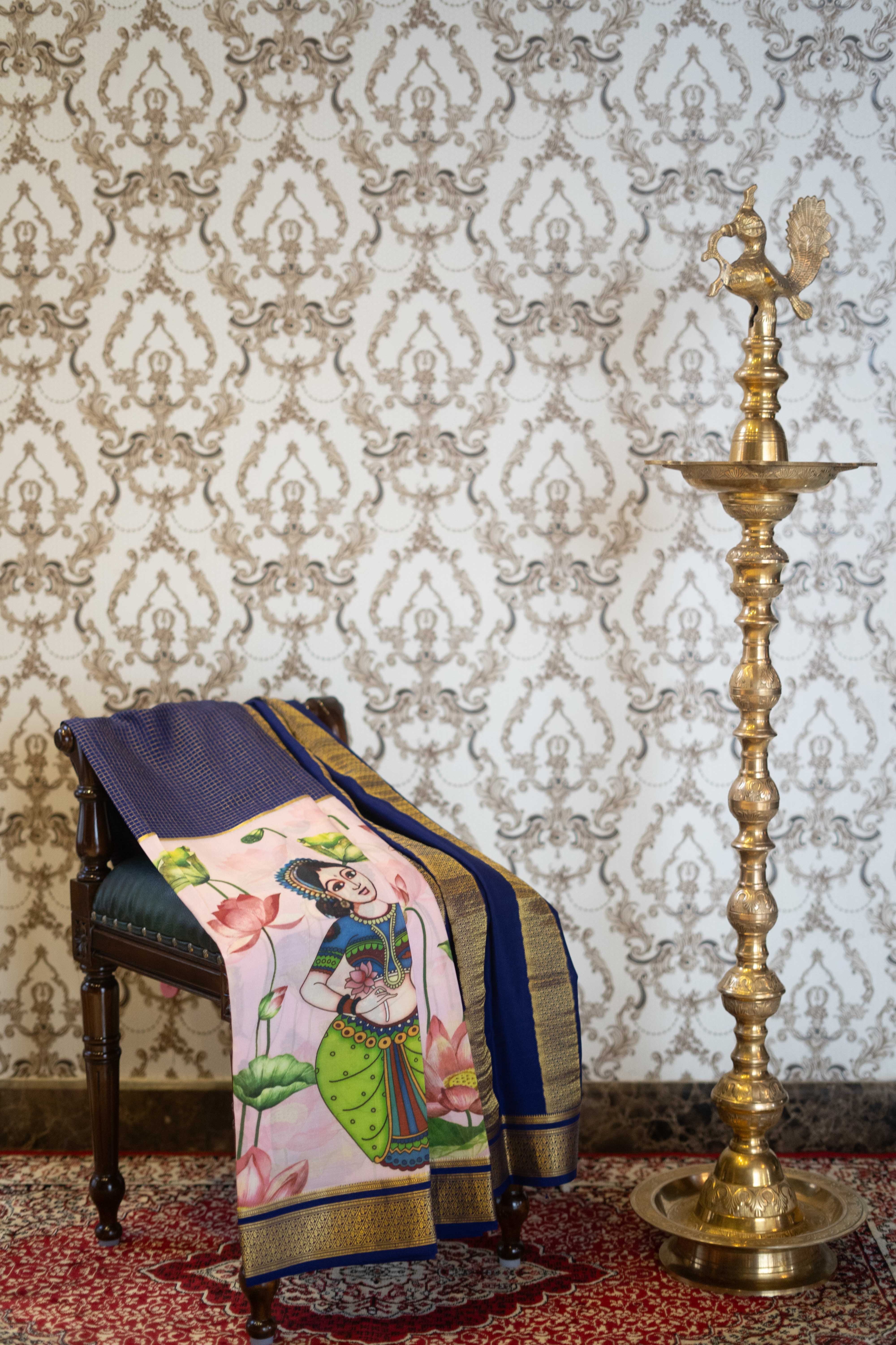 Mysore Silk Saree - Violet And Pink