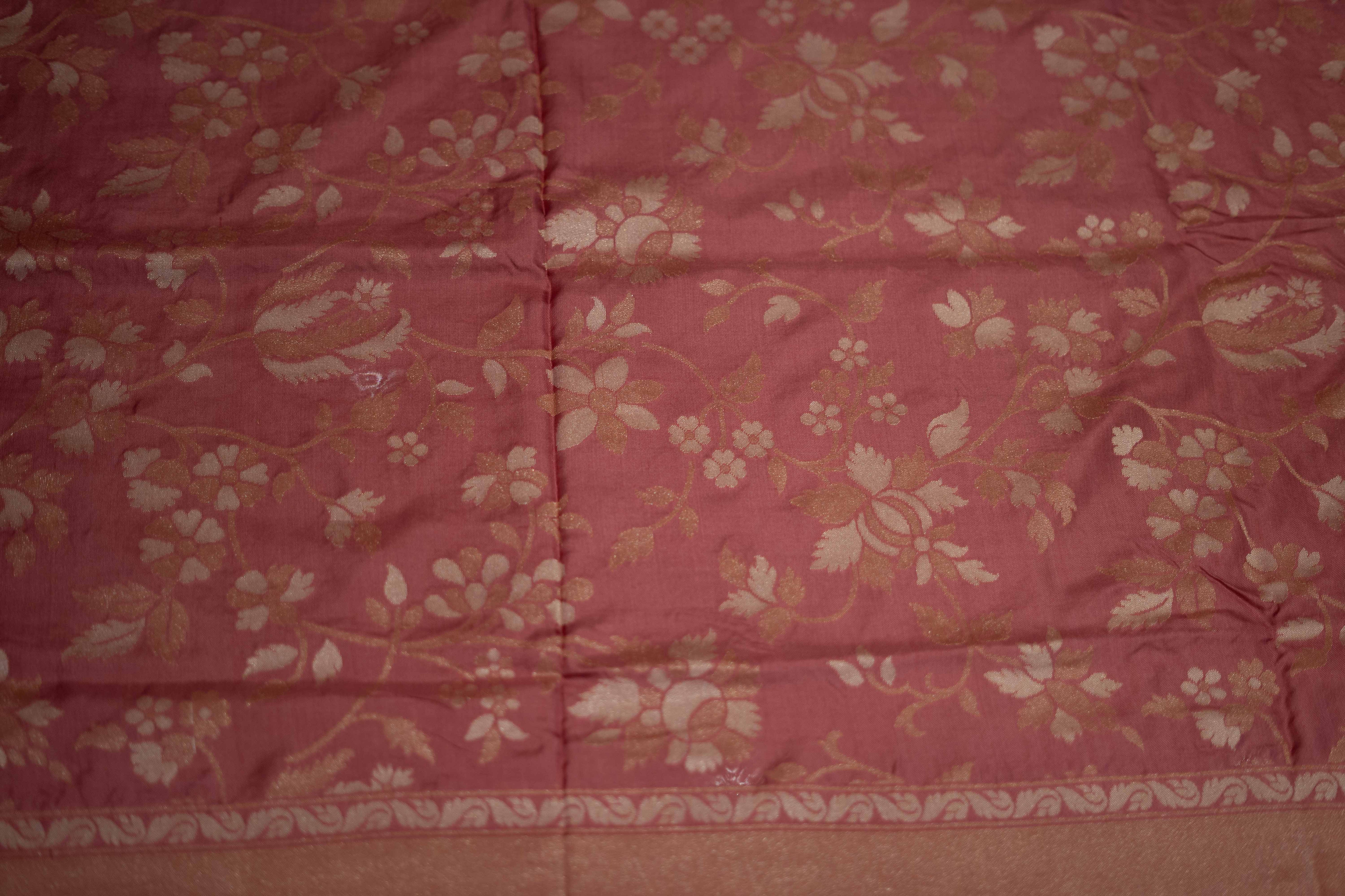 Onion pink Banarasi jamdani cotton saree