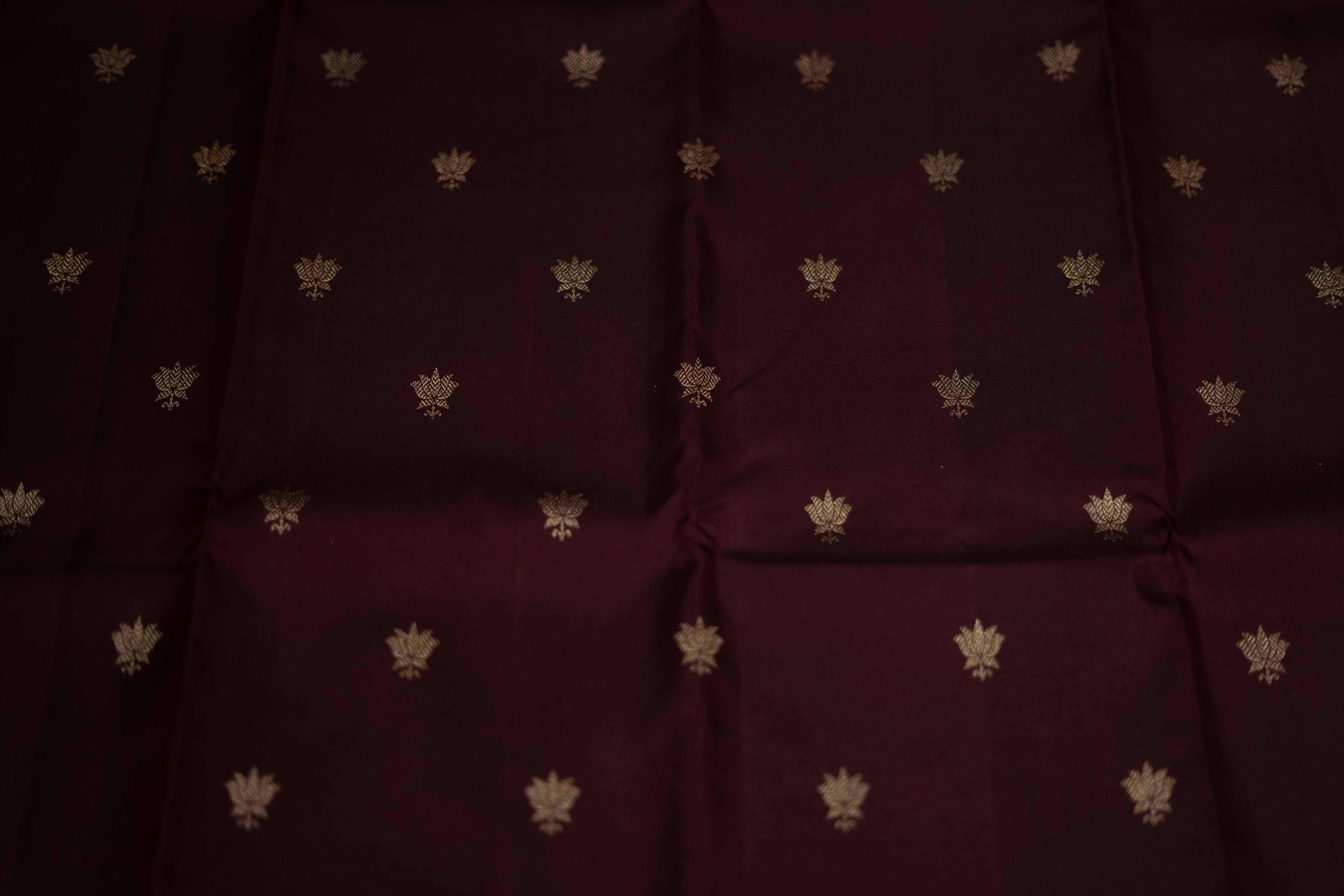 Red wine  zari woven Kanchipuram silk saree