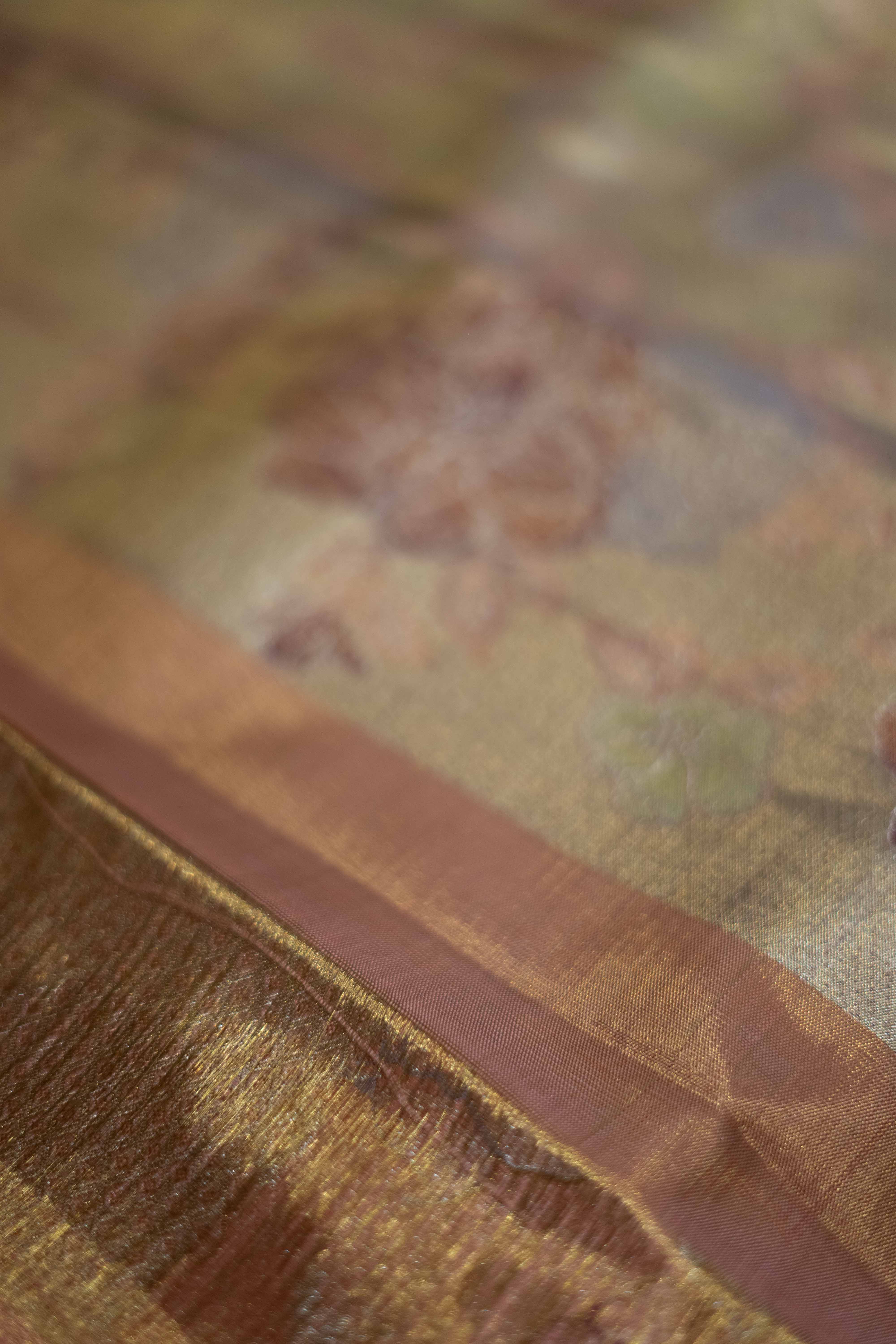Elegant gold dual tone Kanchipuram tissue silk saree
